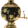 Электрический самовар 5 литров с росписью "Золотые цветы на черном" с автоотключением при закипании, арт. 159693к