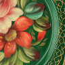Поднос с росписью "Цветы на зеленом" D 17 см, арт. А-9.9